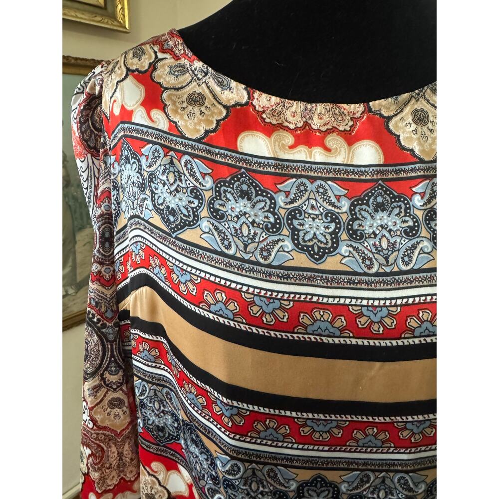 Ark & Co Paisley Print Shift Dress Boho Red Beige Medium - Picture 2 of 11